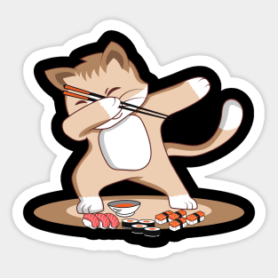 'Dabbing Chef Sushi Cat' Funny Sushi Gift Sticker